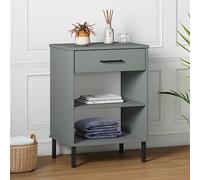 Tonture Armadio a consolle Oslo grigio legno di pino, gambe in metallo, 50 x 35 x 70 cm, con 1 cassetto e 2 scomparti per soggiorno, camera da letto, corridoio, stile industriale