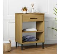 Tonture Armadio a consolle Oslo, in legno massiccio di pino, con gambe in metallo, 50 x 35 x 70 cm, con cassetto e scomparti aperti, per soggiorno e camera da letto