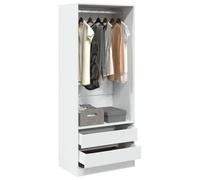 Tonture Armadio bianco, 80 x 50 x 200 cm, in legno con cassetti e scomparto per camera da letto, corridoio, cameretta dei bambini, salvaspazio, stabile, design moderno, ideale per sistemi di