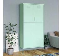 Tonture Armadio verde menta, 90 x 50 x 180 cm, in acciaio, con 4 ripiani regolabili e asta appendiabiti, per camera da letto, corridoio, spogliatoio, cameretta dei bambini, soluzione di conservazione