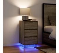 Tonture Comodino con illuminazione a LED, effetto rovere Sonoma, 38 x 34 x 65 cm, console notturna con 3 cassetti, per camera da letto, dormitorio, robusto materiale in legno