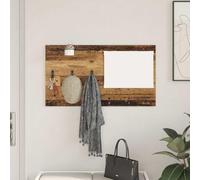 Tonture Comodino da parete in legno anticato, 90 x 10 x 50 cm, con 2 ripiani e specchio, salvaspazio, per corridoio, camera da letto, soggiorno, ordine e decorazione