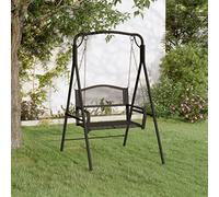 Tonture Dondolo Hollywood nero in acciaio, 124 cm, con schienale e braccioli, resistente alle intemperie e robusto, per giardino, terrazza, balcone, comoda panca in metallo per esterni