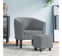 Tonture Poltrona da club con poggiapiedi, in velluto grigio scuro, struttura in legno, 70 x 56 x 68 cm, per soggiorno, camera da letto, ufficio, comoda esperienza di lettura, portata 110 kg