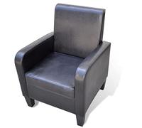 Tonture Poltrona in ecopelle nera ergonomica, con telaio in legno di pino, 61 x 60 x 79,5 cm, comoda poltrona da lettura per soggiorno, camera da letto e ufficio