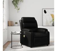 Tonture Poltrona massaggiante in ecopelle nera con vibrazione a 6 punti, funzione sdraiata manuale, regolabile per soggiorno e camera da letto, comoda poltrona da lettura, portata massima 110 kg