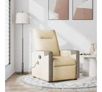 Tonture Poltrona massaggiante in tessuto crema, massaggio a 6 punti, funzione di riposo manuale, comoda poltrona relax per soggiorno, camera da letto, angolo lettura