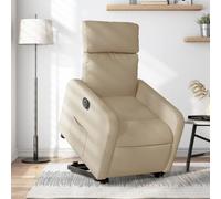 Tonture Poltrona relax con supporto per alzarsi, in tessuto elettrico, crema, comoda poltrona televisiva per anziani, funzione di riposo a 135 gradi, design robusto per soggiorno e camera da letto