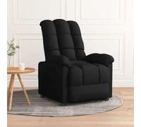 Tonture Poltrona relax in tessuto nero, funzione di riposo manuale con 3 posizioni, spessa imbottitura per una seduta confortevole, telaio in legno e metallo, per soggiorno e camera da letto