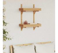 Tonture Scaffale da parete in bambù marrone con 2 ripiani 39 x 26 x 60 cm, salvaspazio e montaggio a parete, ideale come libreria, scaffale, organizer per soggiorno, camera da letto, cucina, ufficio