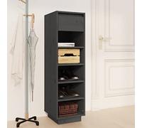 Tonture Scarpiera grigia in legno massiccio di pino, 30 x 34 x 105 cm, con 5 scomparti e cassetto, salvaspazio per corridoio, corridoio, camera da letto, impilabile e robusto, per donne, uomini e