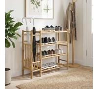 Tonture Scarpiera in bambù con 4 ripiani, naturale, 88 x 27 x 80 cm, salvaspazio e leggera, ideale per corridoio, corridoio, camera da letto, pratica scarpiera e ordine per donne, uomini, bambini