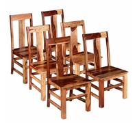 Tonture Sedie da sala da pranzo, 6 pezzi, in legno massello marrone miele, 44 x 54 x 100 cm, stile rustico, comodi schienale alto per cucina e sala da pranzo, mobili in legno durevole per la vostra