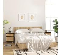 Tonture Set di 2 comodini in legno massiccio di pino e rattan naturale, 40 x 30 x 50 cm, design scandinavo, con cassetto e scomparto per camera da letto