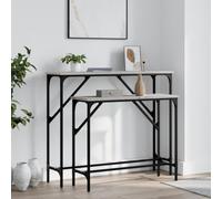 Tonture Set di 2 tavoli consolle grigio Sonoma in legno, telaio in metallo, tavolino per corridoio, soggiorno, elegante mobile per piccoli spazi