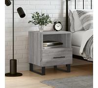 Tonture Sonoma - Comodino grigio, 40 x 35 x 47,5 cm, in legno, con cassetto e scomparto aperto per libri, comodino stabile