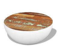 Tonture Tavolino a forma di conchiglia in legno massiccio, 60 x 60 x 30 cm, realizzato a mano, in legno di teak riciclato, legno di acacia, legno di mango, rustico, tavolino unico per la casa