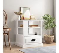 Tonture Tavolino bianco 50 x 50 x 60 cm, in legno quadrato, durevole, per soggiorno, camera da letto, comodino
