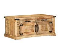 Tonture Tavolino da caffè marrone 90 x 50 x 40 cm, legno massello mango, rettangolare, con cassetto, design moderno, robusto mobili da soggiorno per la casa, facile manutenzione