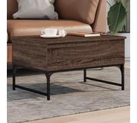 Tonture Tavolino da caffè marrone effetto rovere, 70 x 50 x 40 cm, in legno e metallo, regolabile in altezza, con spazio per il soggiorno, moderno tavolino per la casa