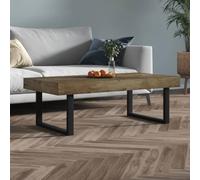 Tonture Tavolino da caffè marrone scuro, nero, 120 x 60 x 40 cm, in MDF e ferro, resistente rivestimento in legno per moderno Living Room Spaces, ideale come tavolino da caffè