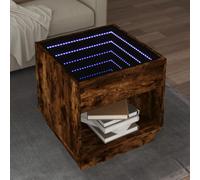 Tonture Tavolino da salotto con infinito LED affumicato, 50 x 50 x 50 cm, materiale in legno, illuminazione RGB, tavolino moderno per soggiorno, casa