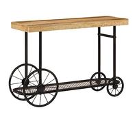 Tonture Tavolo consolle 112 x 36 x 76 cm, legno massello mango e ferro stile industriale con ripiano per soggiorno, corridoio