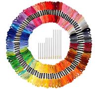 Tonver 124 matasse di filo da ricamo a punto croce con aghi