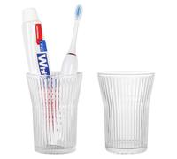 Tonxus Portaspazzolino per bagno, 2 pezzi, porta spazzolino da denti in vetro, 283,5 g, set di bicchieri e bicchiere, organizer per tazze da bagno, per spazzolino da denti, dentifricio, accessori da