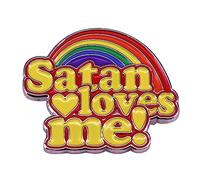 TONXX Spilla smaltata arcobaleno Satana Spilla Satana mi ama Regalo unico Spilla creativa per ornamento borsa in tela per cappello