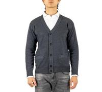 TONY BACKER - Cardigan Uomo in Cotone, Adatto da Indossare sopra T-Shirt, Camicia o Come Sottogiacca Uomo, per Un Look Casual ma Elegante (IT, Testo, L, Regular, Regular, Grigio Scuro)