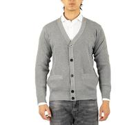 TONY BACKER - Cardigan Uomo in Cotone, Adatto da Indossare sopra T-Shirt, Camicia o Come Sottogiacca Uomo, per Un Look Casual ma Elegante (IT, Testo, L, Regular, Regular, Grigio)