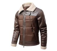 TONY BACKER - Giubbotto Invernale Uomo Con Pelliccia, Giacca Da Aviatore Uomo, Adatta Anche Come Giacca Moto, Maniche Imbottite E Tasche Con Zip A Scomparsa (IT, Testo, S, Regular, Regular, Marrone)