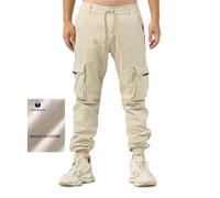 TONY BACKER Pantaloni Cargo Uomo in Maglia di Cotone Multitasche Laterali Casual e Chiusura Coulisse e i Lacci nella Vita 7905 (IT, Numero, 40, Regular, Regular, BEIGE-06N)