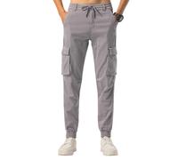 TONY BACKER Pantaloni Cargo Uomo in Maglia di Cotone Multitasche Laterali Casual e Chiusura Coulisse e i Lacci nella Vita 7905 (IT, Numero, 34, Regular, Regular, Grigio)