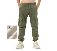 TONY BACKER Pantaloni Cargo Uomo in Maglia di Cotone Multitasche Laterali Casual e Chiusura Coulisse e i Lacci nella Vita 7905 (IT, Numero, 40, Regular, Regular, VERDE-06N)