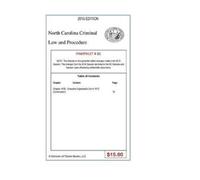 Tony Rivers Sr North Carolina Criminal Law and Procedure-Pamphlet 81 (Tascabile)