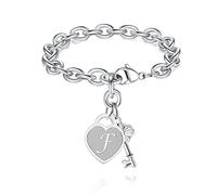 TONY & SANDY Braccialetti con ciondoli con iniziale, per ragazze e donne, in acciaio inossidabile, dalla A alla Z, regalo personalizzato, per compleanno, laurea, calza della Befana, per ragazze e