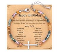 TONY & SANDY Braccialetto con croce cristiana da donna, calza per donne, cresima, battesimo, Pasqua, regalo unico per amici, figlia, mamma, sorella in Cristo, per compleanno Natale, 7.4 Inches