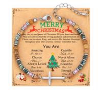 TONY & SANDY Braccialetto con croce cristiana da donna, calza per donne, cresima, battesimo, Pasqua, regalo unico per amici, figlia, mamma, sorella in Cristo, per compleanno Natale, 7.4 Inches