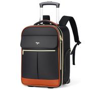 Tonyeee Zaino arrotolabile da donna 17 pollici, zaino con ruote, misura L, 46 x 32 x 18 cm, trolley 2 in 1, apertura a 180 gradi, impermeabile, Nero , L, Zaino trolley con ruote e scomparto per laptop