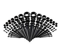tonyg-p 50 pezzi Kit di stretching auricolari dilatatori dilatatori orecchio Tunnel 14G-00G silicone, tappi in acrilico di estensione dell'orecchio (nero), Silicone