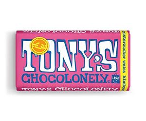 Tony's Chocolonely - Cioccolato bianco con lampone e zucchero cracking - Tavola di cioccolato - 1 x 180 grammi - Confezione grande - Vegetariana - Belgium Fairtrade Chocolate