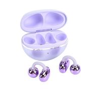 Tonysa Auricolari a Clip Auricolari Stereo Wireless Bluetooth 6.0 IPX7 Impermeabili con 40 Ore di Riproduzione AI Microfono con Cancellazione del Rumore per Sport, Corsa, Viaggi (PURPLE)