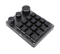 Tonysa Macro Pad Programmabile 16 Chiave con 3 Manopole, Tastiera per Scorciatoia Personalizzabile, Retroilluminazione LED, Tipo e Play e Play Type C Cablato per il Design/fotoriting (BLACK)
