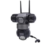 Tonysa Triple Lente Telecamera di Sicurezza, 2,4 G di Sicurezza WiFi Proola Dell'acqua, Lenti HD da 3 Pcs Supportano la Vocale a 2 Vie e Allarme Vocale per (Spina europea)