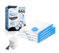 TONZACK - Sacchetti per la biancheria sottovuoto con pompa elettrica, 14 sacchetti vuoti da viaggio (2 extra grandi, 3 grandi, 4 medie, 5 piccoli), per riporre vestiti, cuscini, coperte