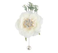 TONZN 1/2/6 pz set corpetto di fiori da polso con strass sposa damigella d'onore corpetto di fiori bianco con catena di perle (corpetto 8 cm x 13 cm)