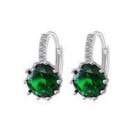 TONZN 12 Stile Opzionale Argento 925 Gioielli Orecchini con Pietre preziose Gocce per Le Orecchie Stile Corto con zircone da 10 mm (Nero B) (Verde B)