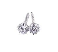 TONZN 12 Stile Opzionale Orecchini in Argento 925 con Pietre preziose per Gioielli Gocce per Le Orecchie Stile Corto con zirconi da 10 mm (Nero B) (Bianco B)